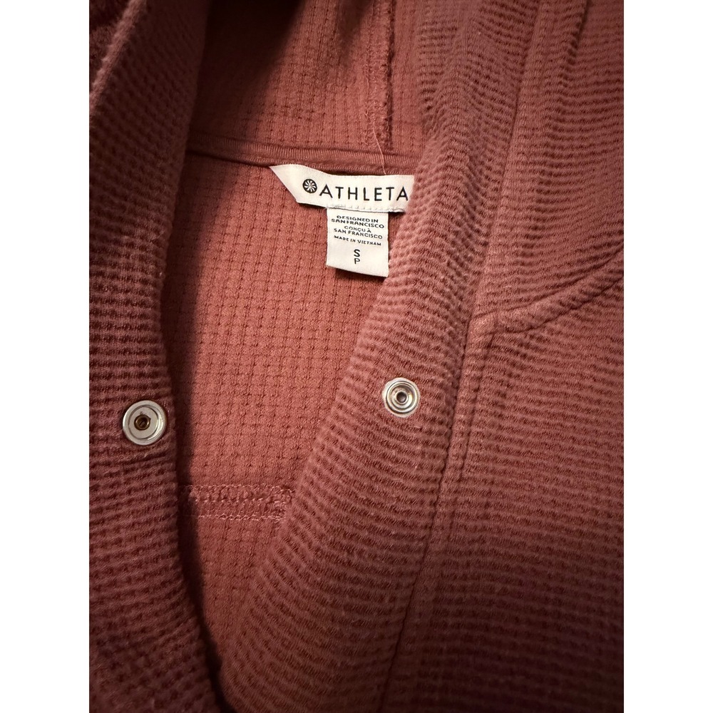 Athleta Waffle Knit Hoodie Tunic Pullover Dusty Rose Pink Small S - Picture 3 of 5